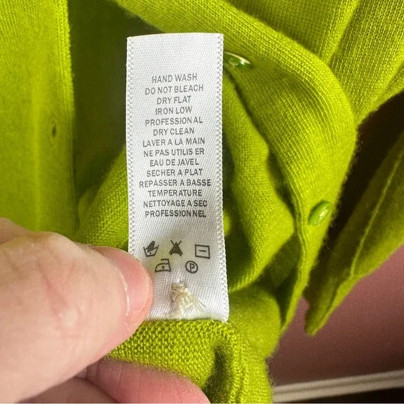 Johnny Was 100% tissue cashmere cardigan in apple green size medium - Picture 6 of 7